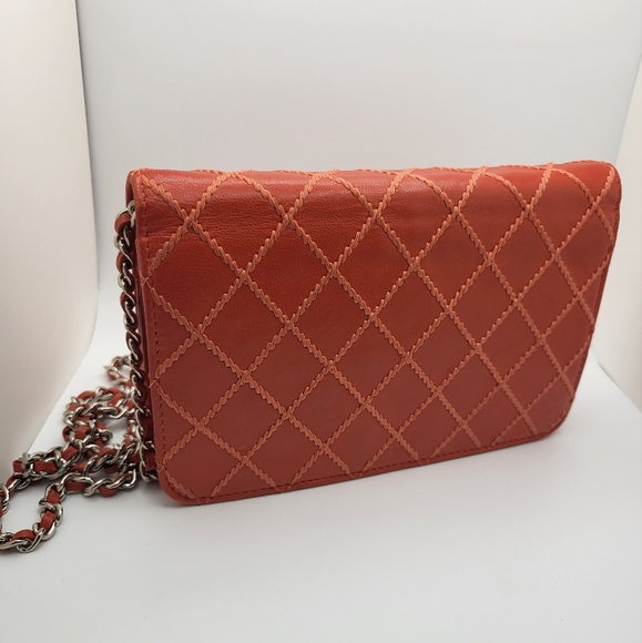 CHANEL RARE Orange Diamond Wild Stitch Lambskin WOC Crossbody - Picture 5 of 13